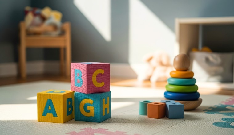 Jeux d’éveil en bois pour enfant dans une chambre